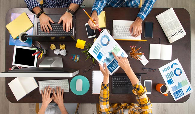 crowded office desk