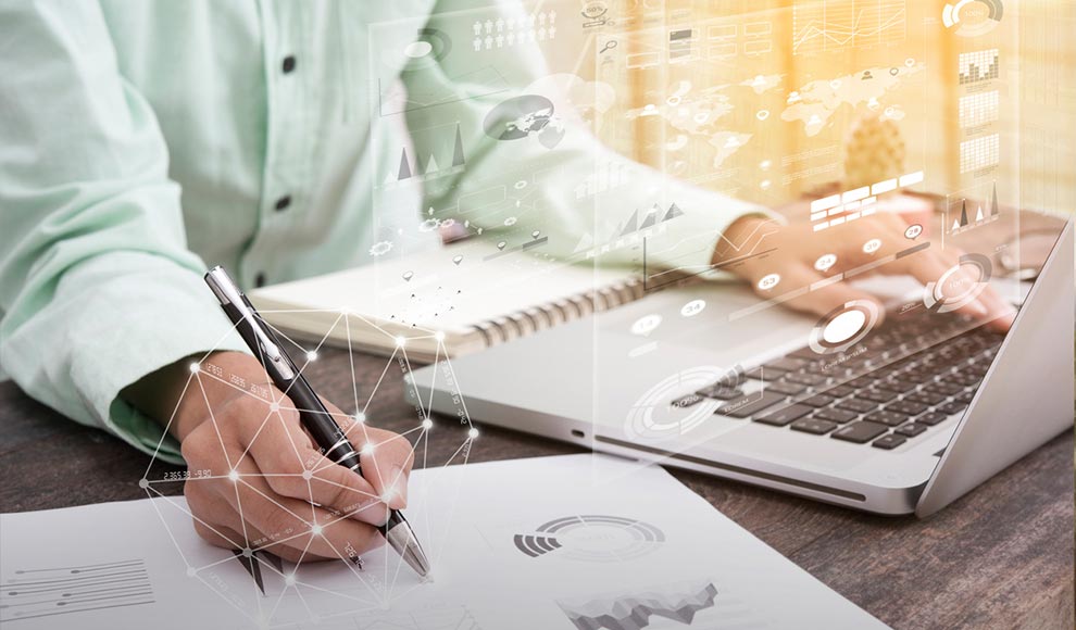 businesswoman working on desk in office