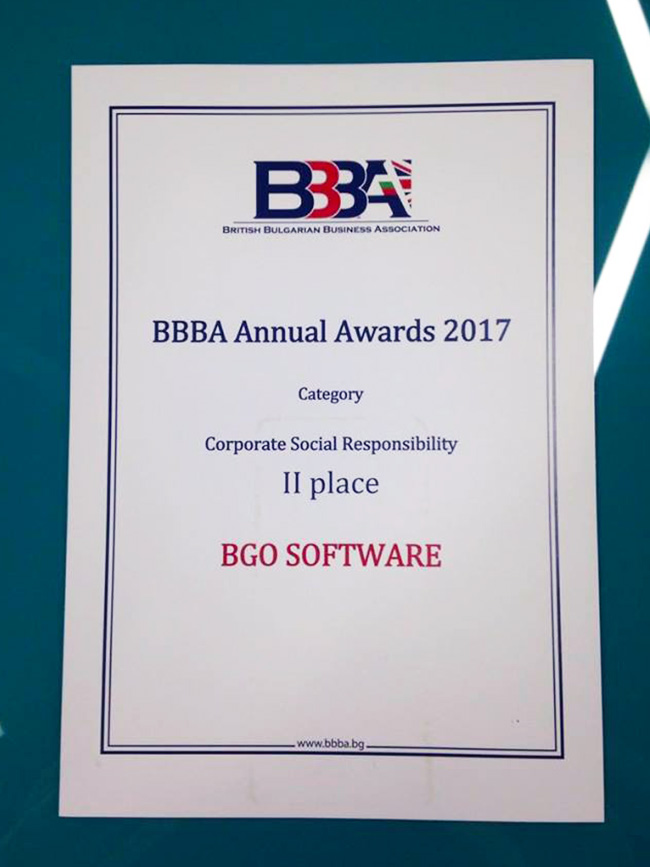 BGO Software Wins Second Award at BBBA Awards 2017