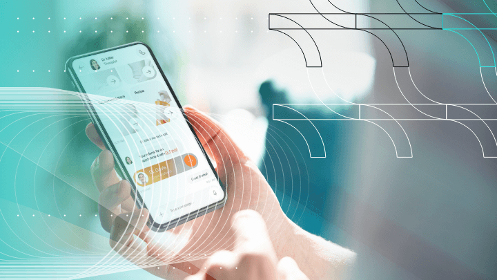 Hand holding a smartphone displaying a medical chat application.