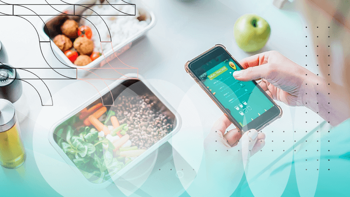 Person tracking their meals using a mobile health app.