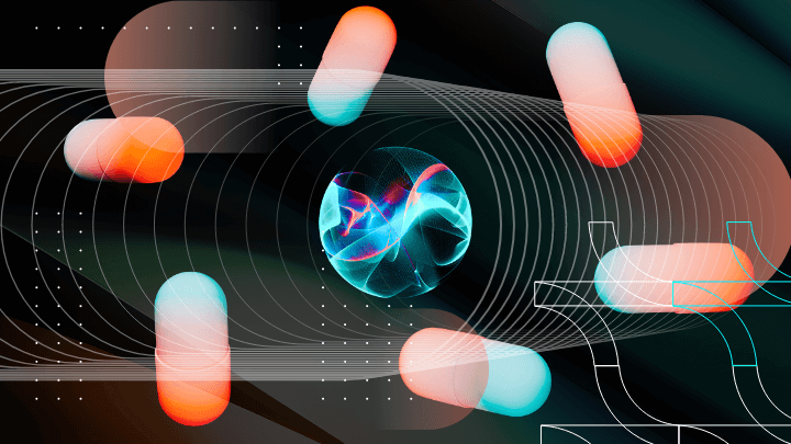 Abstract illustration of digital transformation in pharma industry