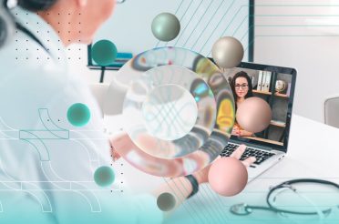 Doctor on a video call with a patient, demonstrating virtual clinical trials.